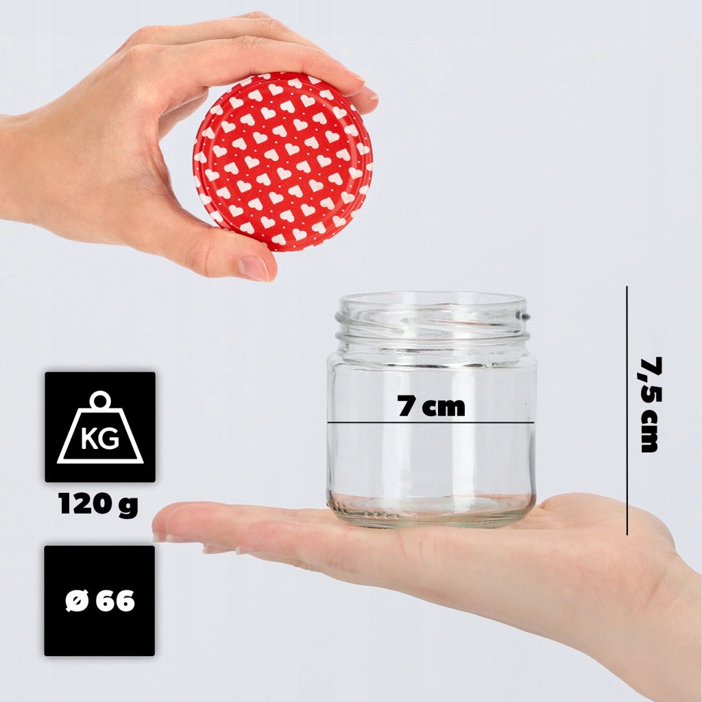 Barattoli per conserve KADAX Lerma 200 ml 50 pezzi 66 mm + coperchi "Cuori"