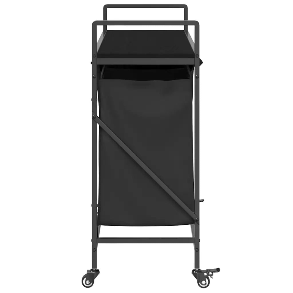 Cesto della Biancheria 3 Scomparti con Ruote Rovere Nero CFW1714317