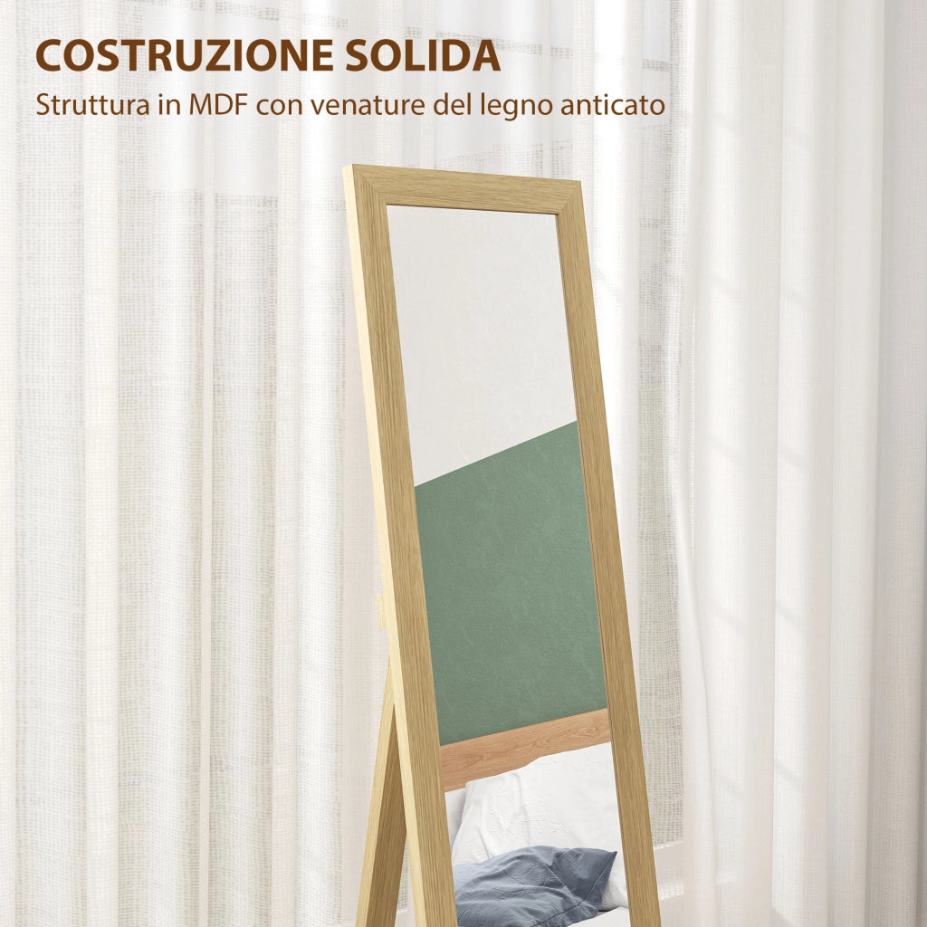 Specchio da Parete con Cornice in MDF ¨C Zephmum ¨C Quercia, 37x40x155 cm