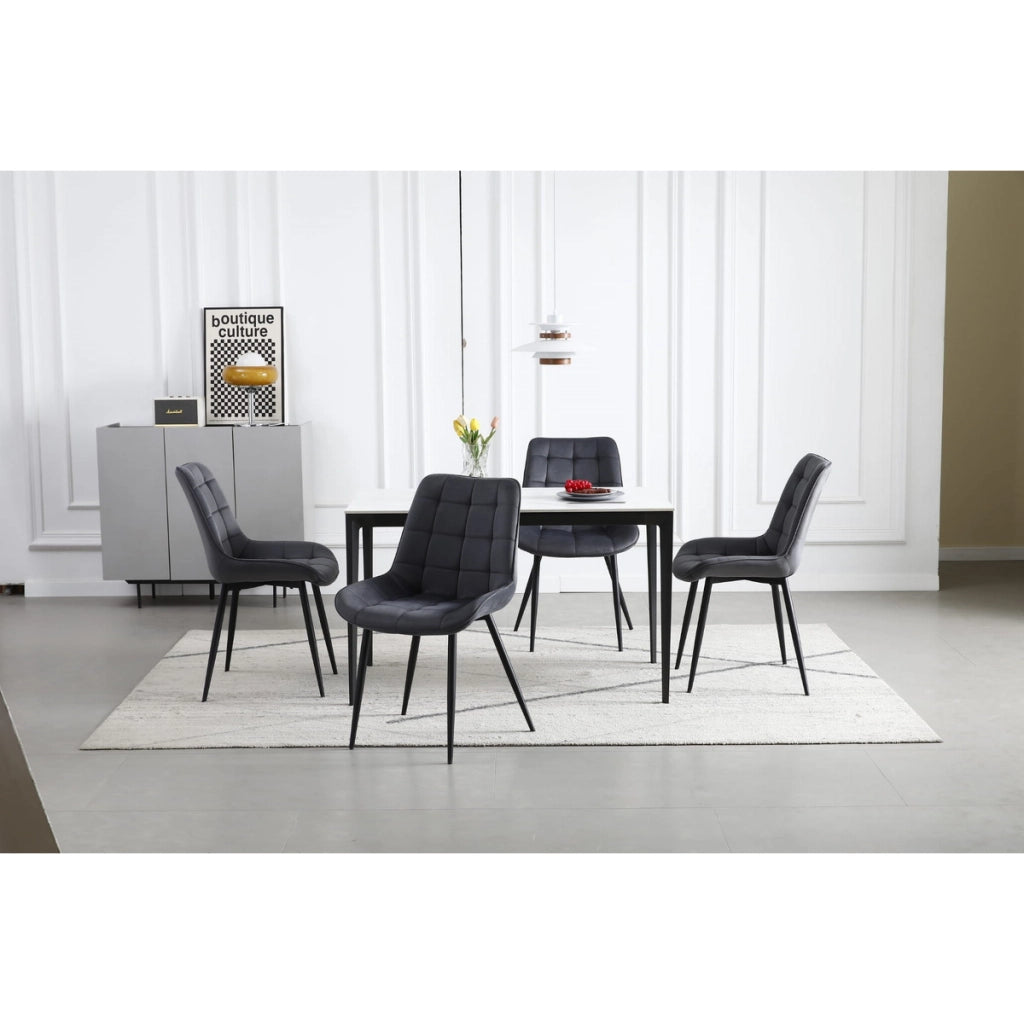 Sedia Bera in velluto grigio scuro e metallo nero