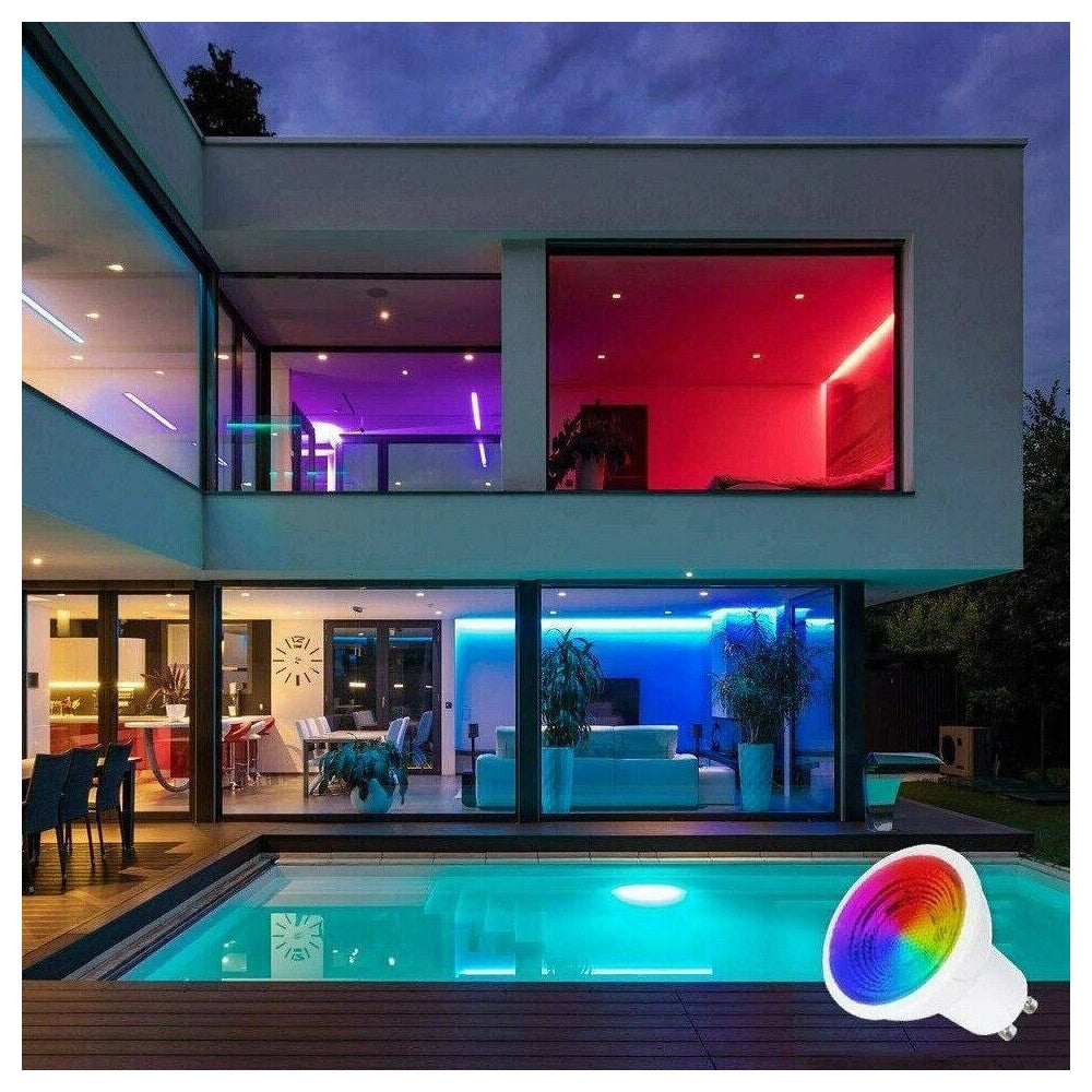 Trade Shop - Faretto Rgb+white 5w Gu10 Lampadina Led Cambiacolore Telecomando Cromoterapia -