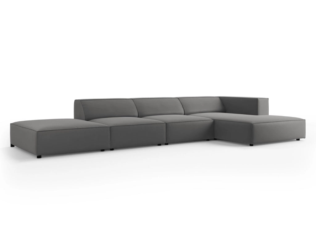 Cosmopolitan Design - Divano angolare destro "Arendal" 5 posti in velluto cemento 