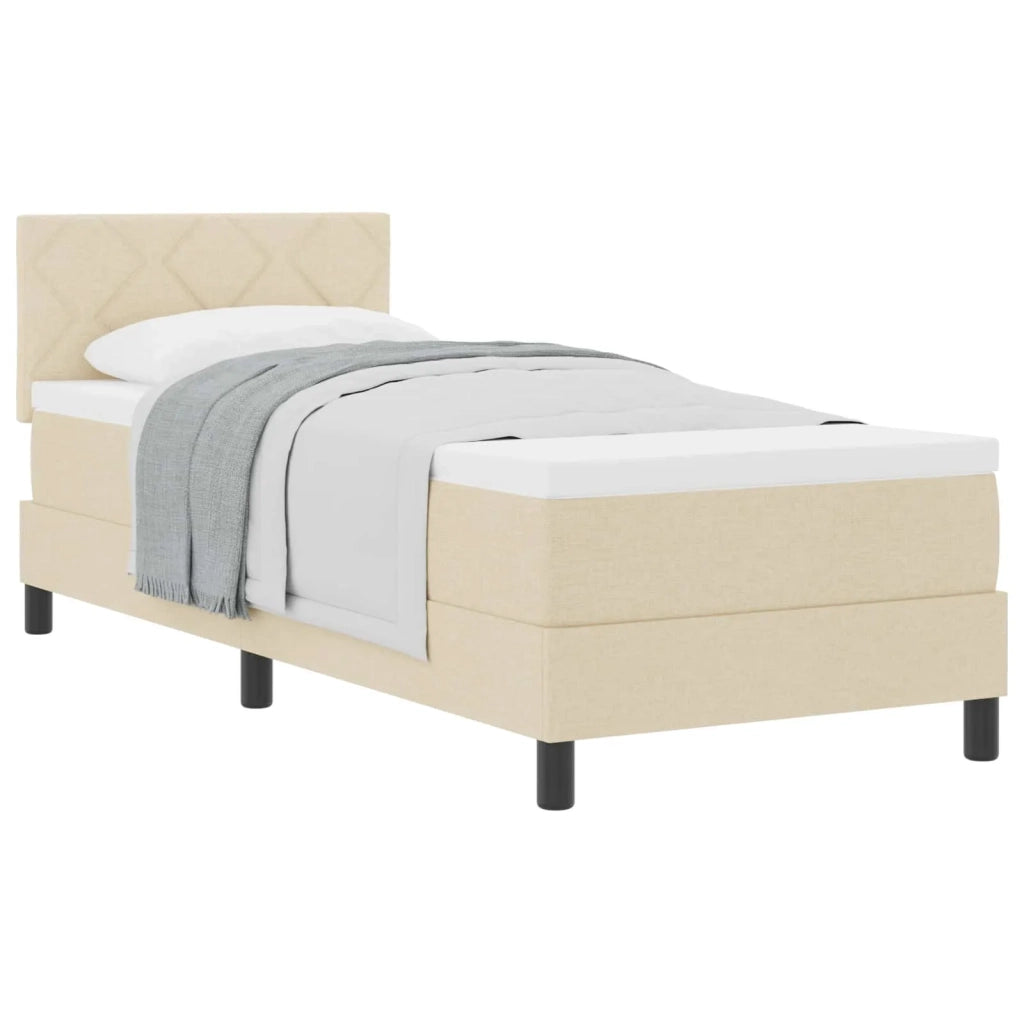 Letto a molle con materasso Crema 80 x 200 cm Tessuto