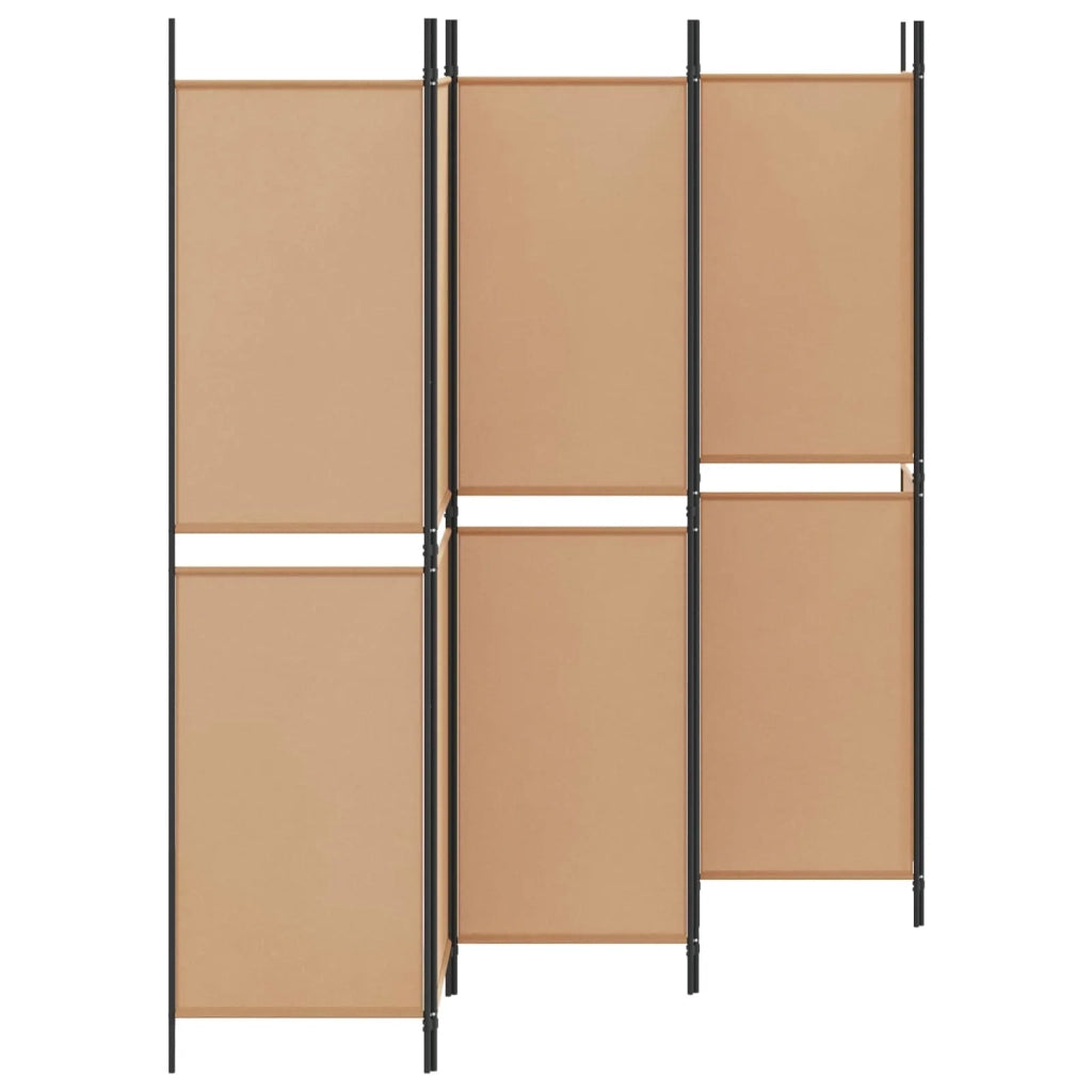 Divisore per Stanza | Paravento | Divisorio Ambienti a 6 Pannelli Beige 300 x 200 cm Tessuto