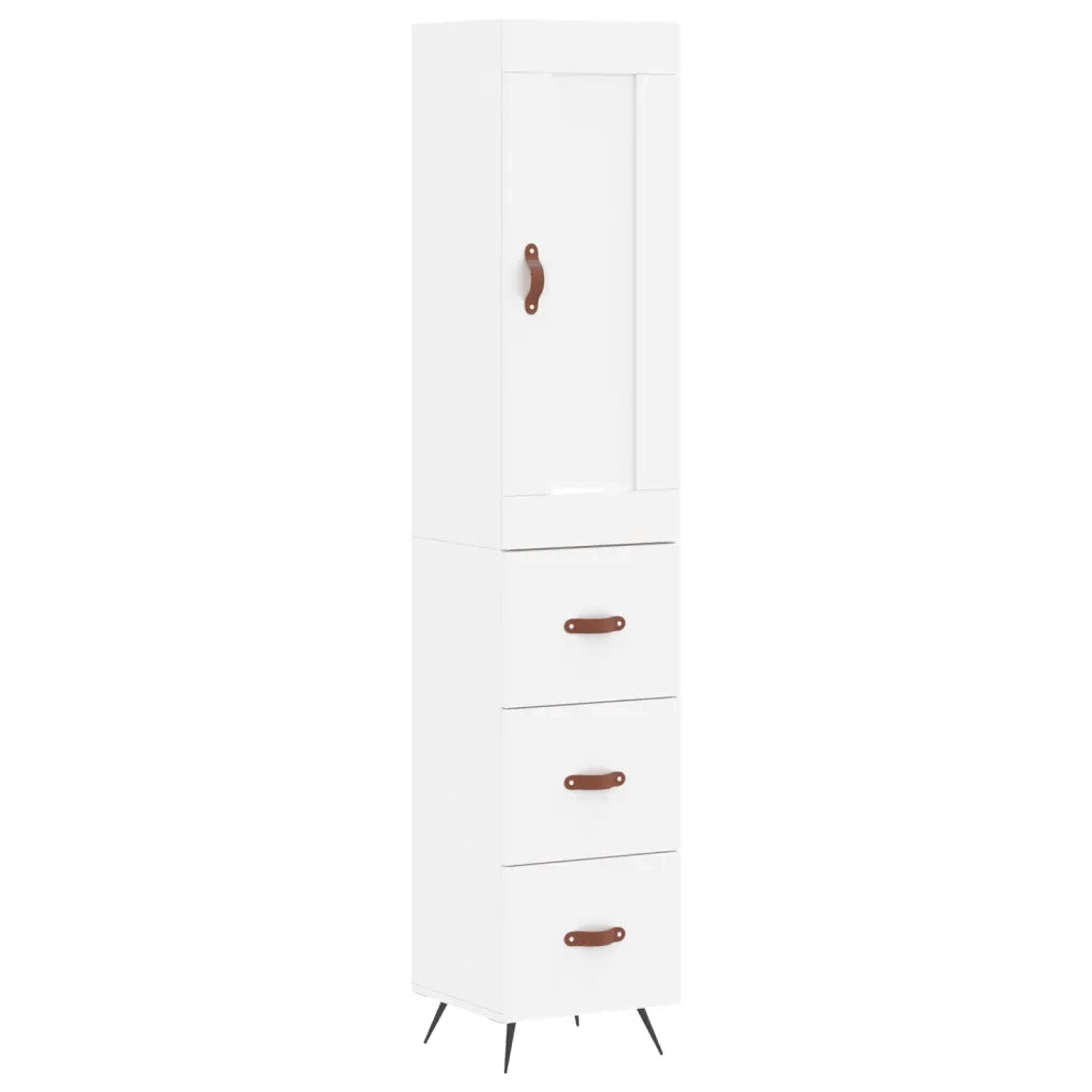 Credenza-Buffet-Armadio da cucina Bianca 34,5x34x180 cm in Legno Multistrato 956847