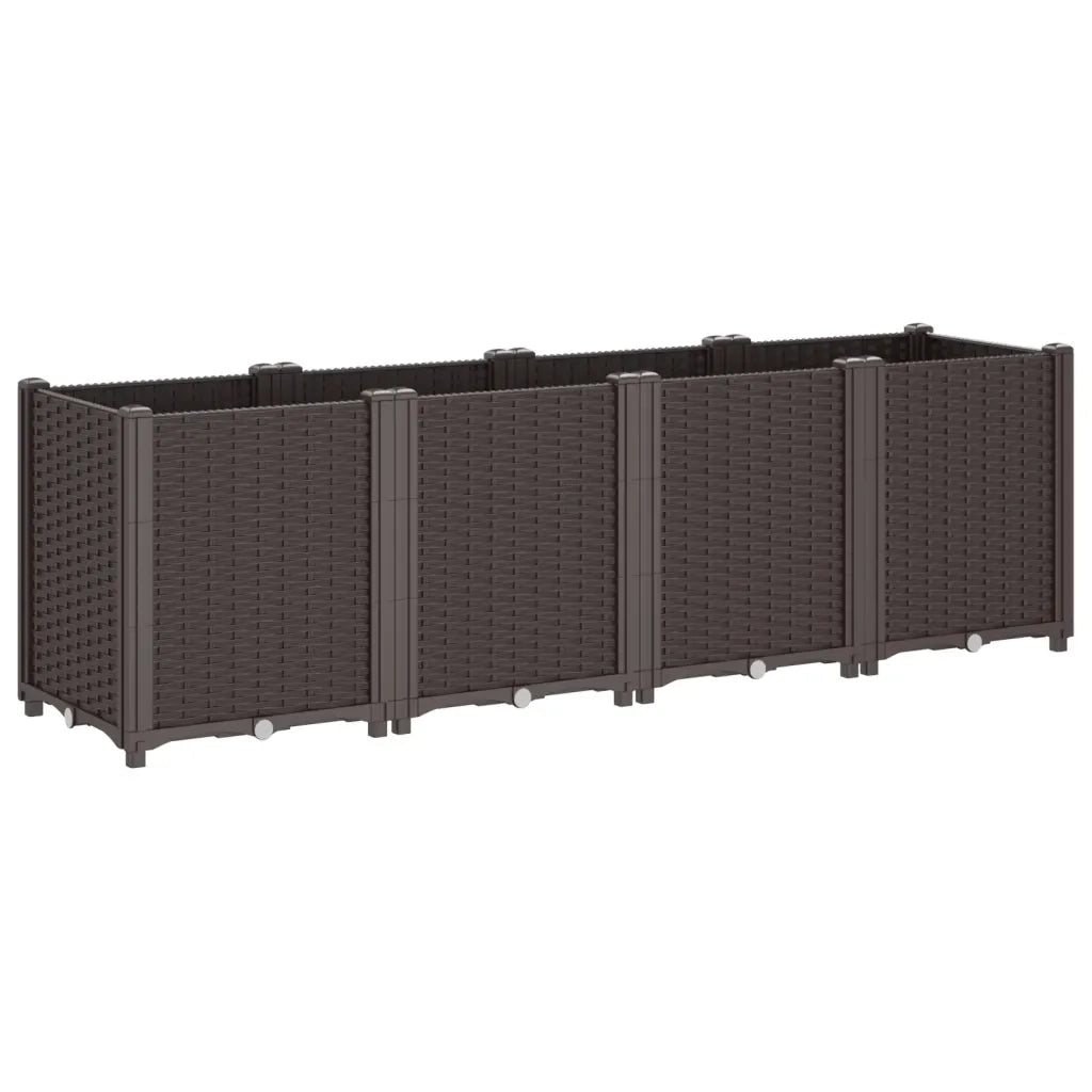 Fioriera | Cassetta per fiori | Vaso da Giardino Marrone 160x40x53 cm in PP