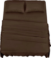 Set di lenzuola da letto (4 pezzi, marrone) - microfibra poliestere, 1 lenzuolo 180 x 200 cm, 1 federa 270 x 290 cm e 2 cuscini 50 x 75 cm