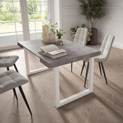 Consolle allungabile, 58 fino 140x90x73cm, Per 6 persone, Gambe in legno, grigio cemento RF2716