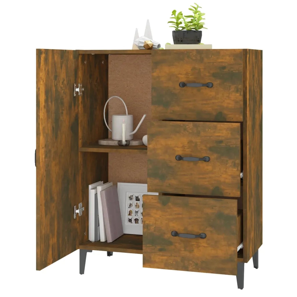 Credenza Rovere Fumo 69,5x34x90 cm in Legno Multistrato 817354