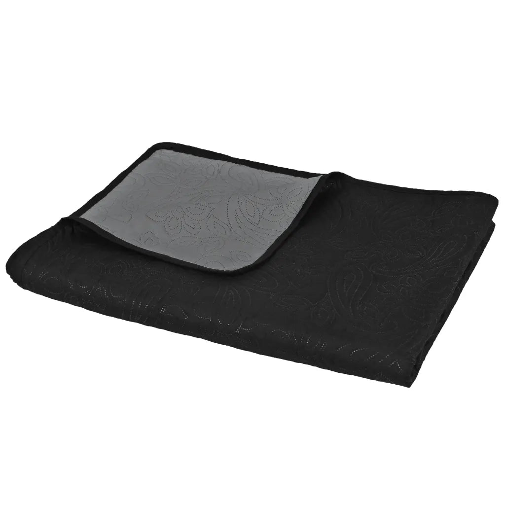Copriletto Double-Face Trapuntato 220x240 cm Grigio e Nero 132966