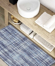 Parure tappeti bagno CRAZY AZZURRO (1 pz cm.45x75 + 2 pz cm.40x45) in micorfibra misto cotone, morbidi antiscivolo lavabili in lavatrice, tappetini lavello sanitari