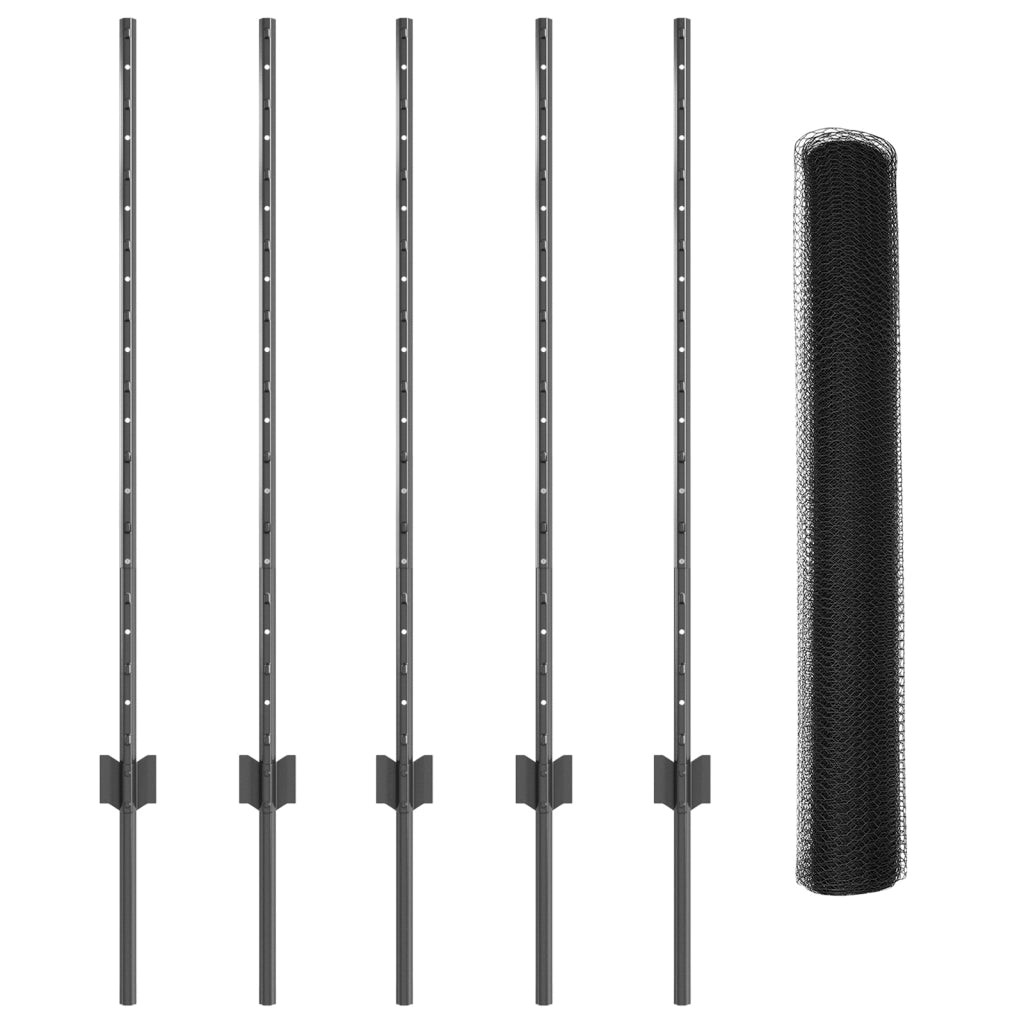 Pali Recinzione  10 pz U-Channel Grigio 100 cm Acciaio