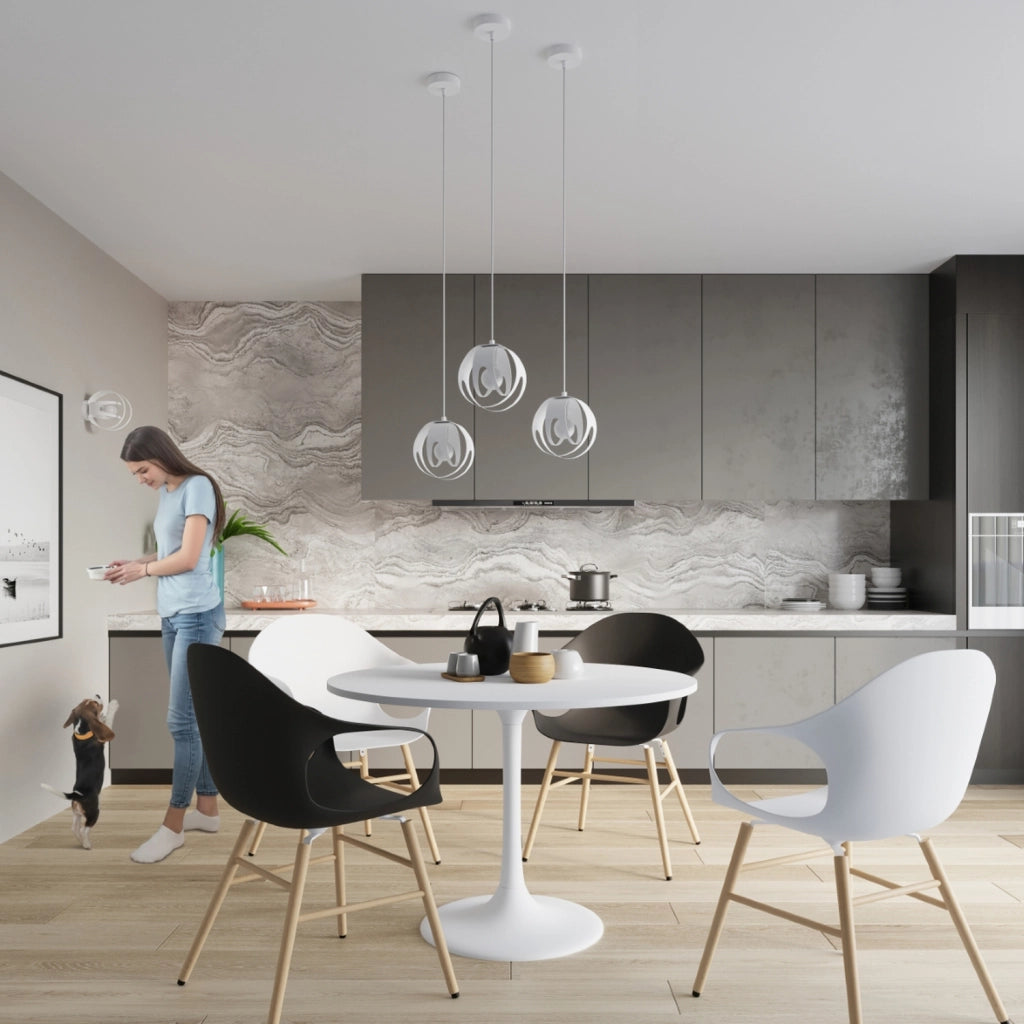 Lampadario sospeso rotondo bianco FINARA Pure Lume 3xE27