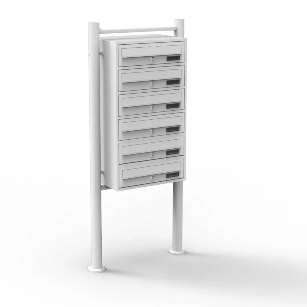 Blocco di 6 cassette postali autoportanti 6 ingressi acciaio zincato 69,6 x 38,5 x 27 cm bianco 16_0000046