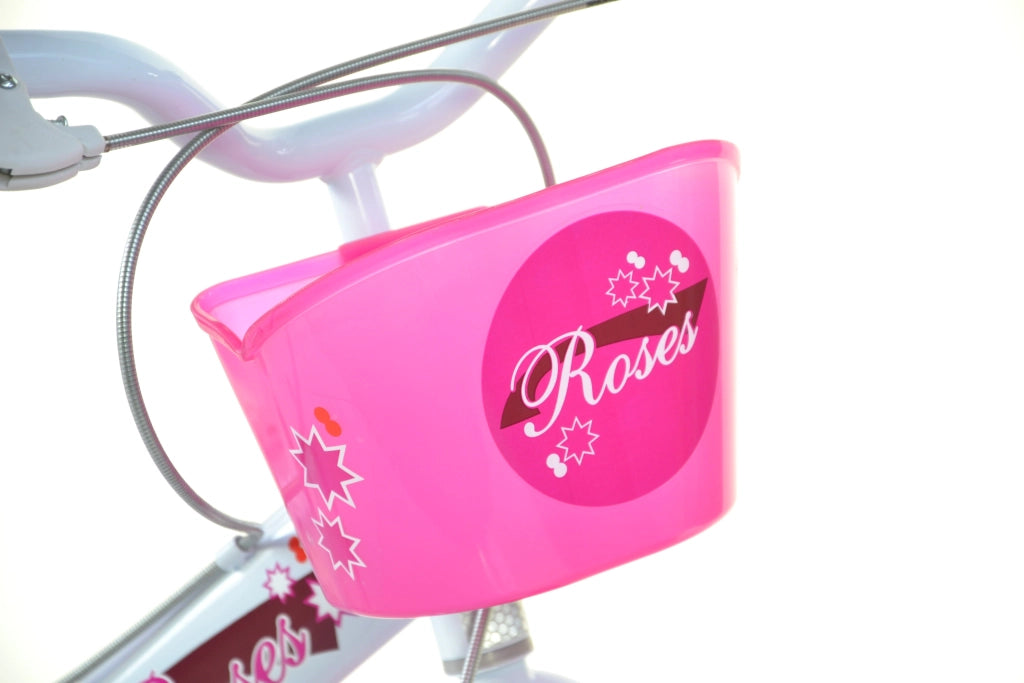 SCH ROSES 14", bicicletta per bambini, adatta tra i 4 e i 6 anni, per altezza tra 100 e 120 cm, con cestino, campanello