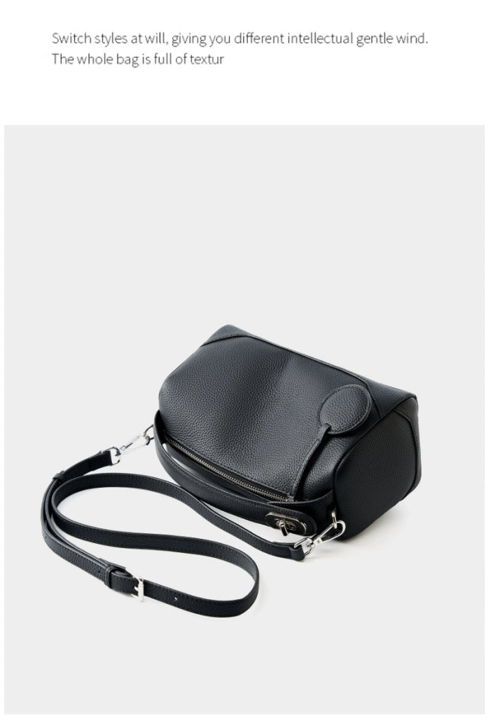 Borsa a tracolla da donna in vera pelle, nera