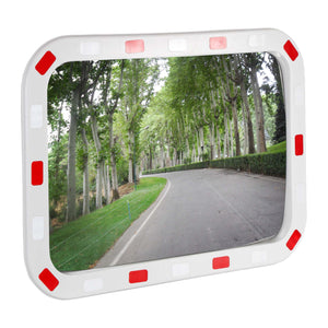 Specchio di sicurezza 70x90 cm infrangibile con strisce catarifrangenti bianche e rosse