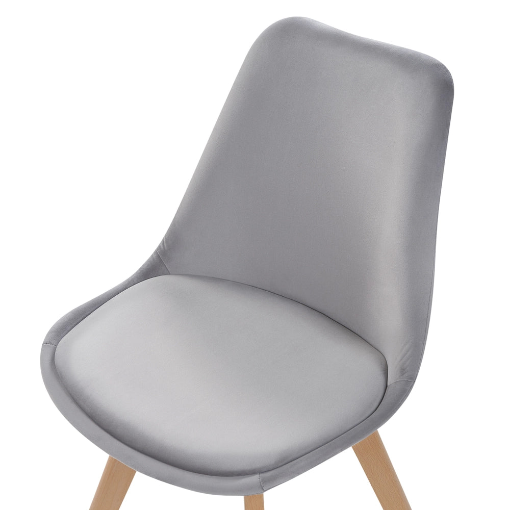 Set di 2 sedie da pranzo con rivestimento in velluto grigio gambe in legno eleganti design moderno