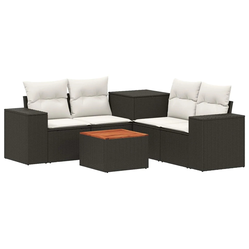 Set di divani 6 pz Nero e Bianco Crema 3447557