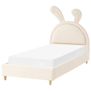 Letto moderno in velluto beige per bambini con base a doghe 90x200 cm cameretta Moderna