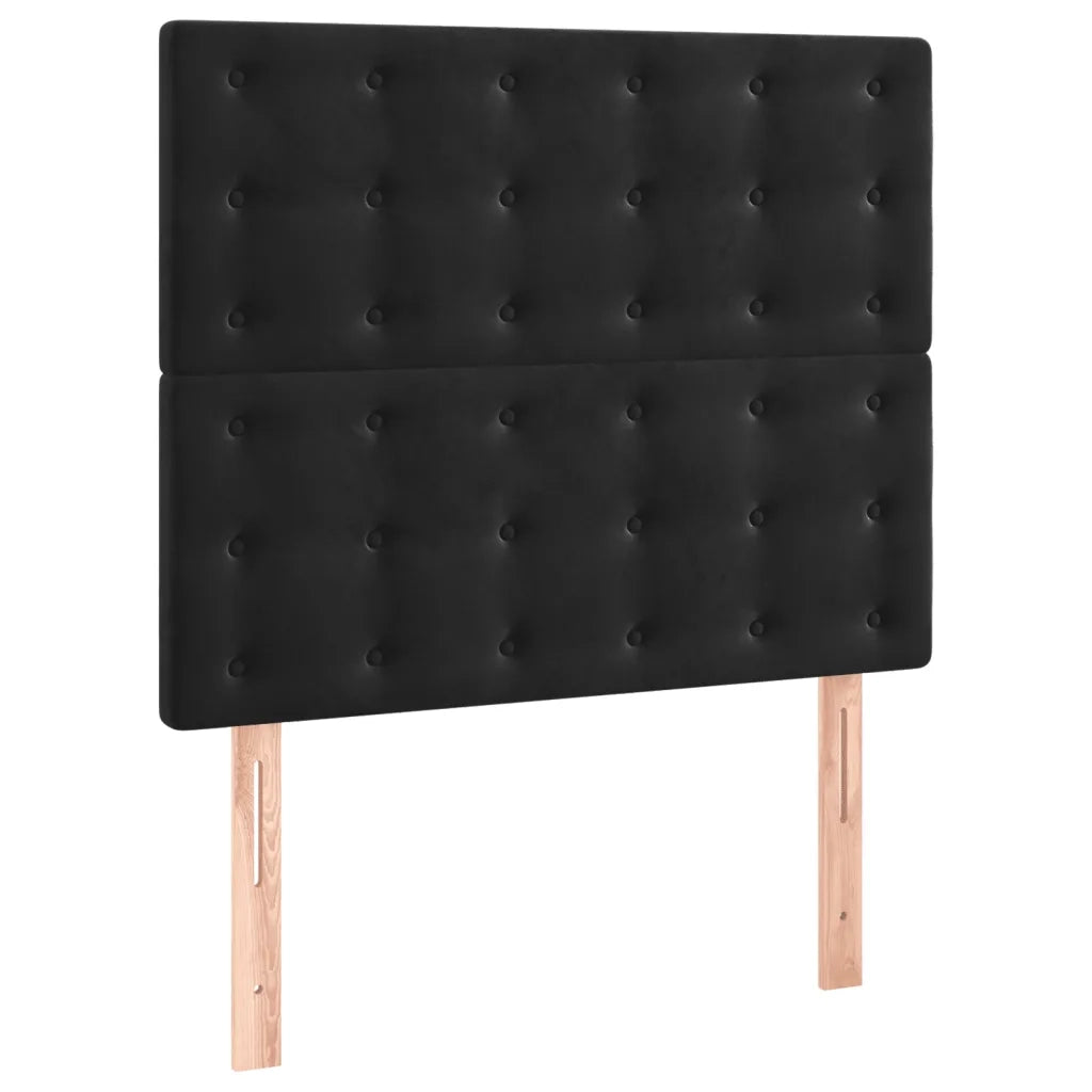 Letto a Molle con Materasso e LED Nero 90x190 cm in Velluto