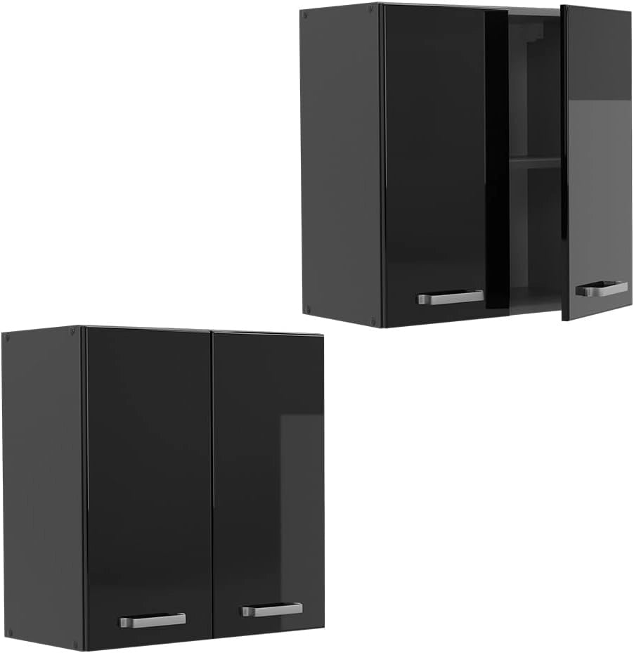 Pensile da cucina R-Line, Nero lucido, 60 cm, per la libera combinazione all'interno di sistemi cucina modulari