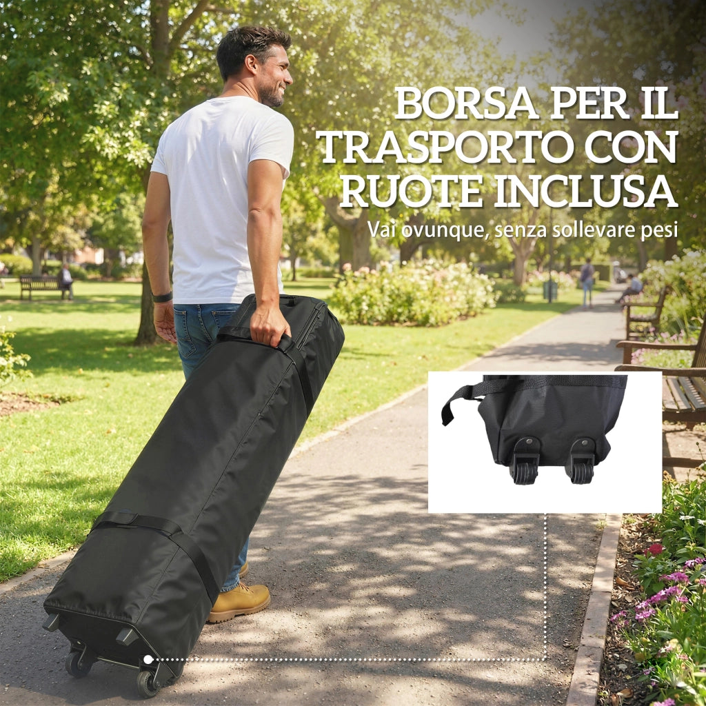 Gazebo Pieghevole 3x3 m ¨C zephmum ¨C Grigio Scuro, Tessuto Oxford, Metallo