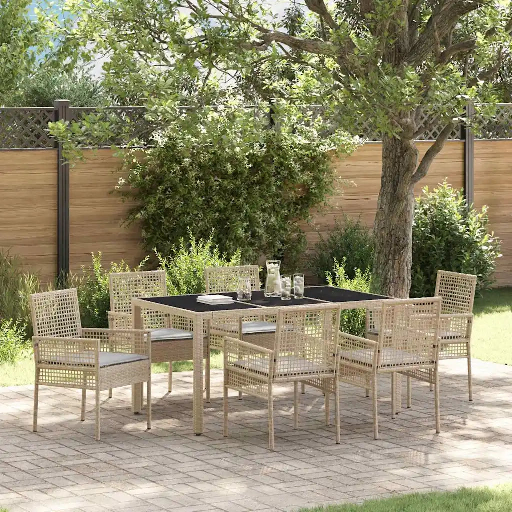 Set da Pranzo per Giardino 7 pcs Beige polyrattan 3334882