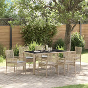 Set da Pranzo per Giardino 7 pcs Beige polyrattan 3334882
