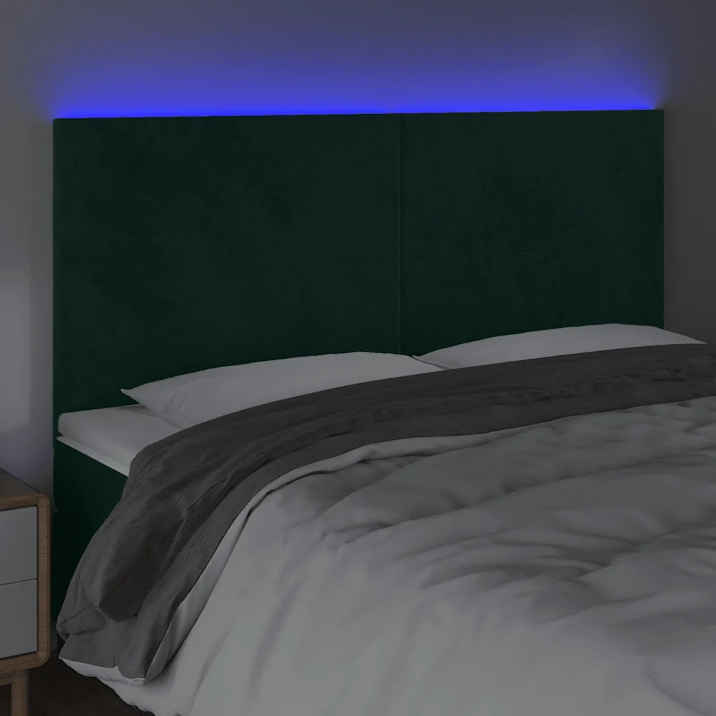 Testiera a LED Verde Scuro 160x5x118/128cm in Vellutocod mxl 97800