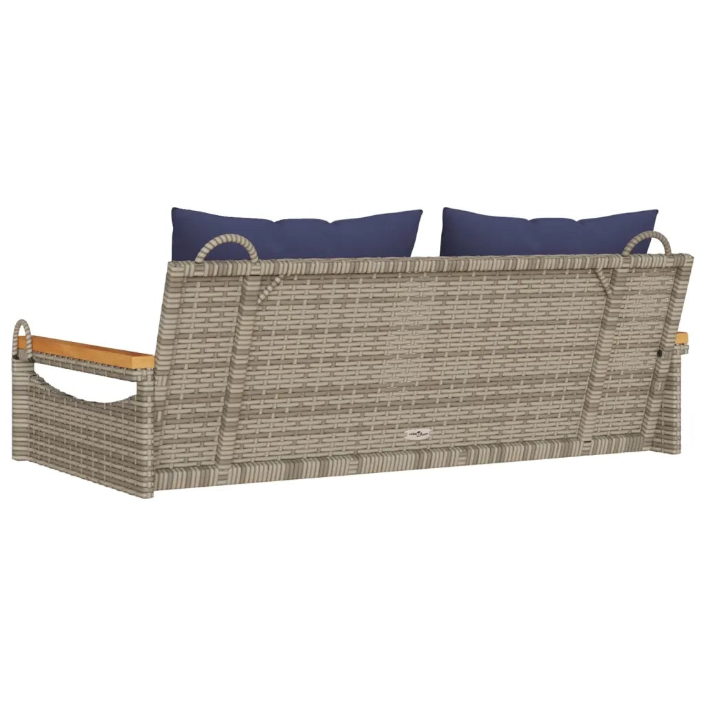 Panchina Dondolo con Cuscini Grigia 109x62x40 cm in Polyrattan 368150