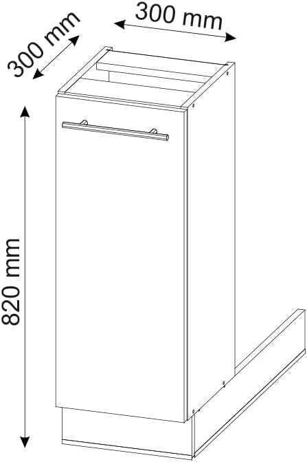 Isola cucina Fame-Line, Bianco lucido, 30 cm senza piano di lavoro, liberamente combinabile con altri moduli Fame-Line