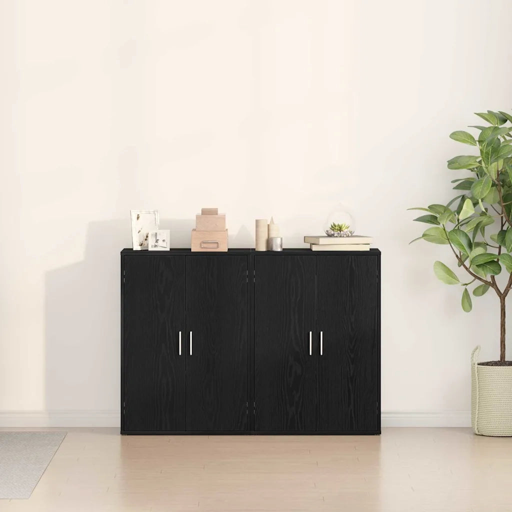 Credenza 2 pz | Madia | Buffet da pranzo | Armadio da pranzo Rovere Nero 60 x 31 x 84 cm Legno multistrato