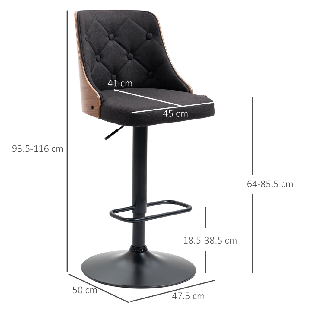 EasyComfort Set 2 Sgabelli Alti Girevoli da Cucina e Bar, Moderni ad Altezza Regolabile in Tessuto Traspirante, 47.5x50x93.5-116 cm