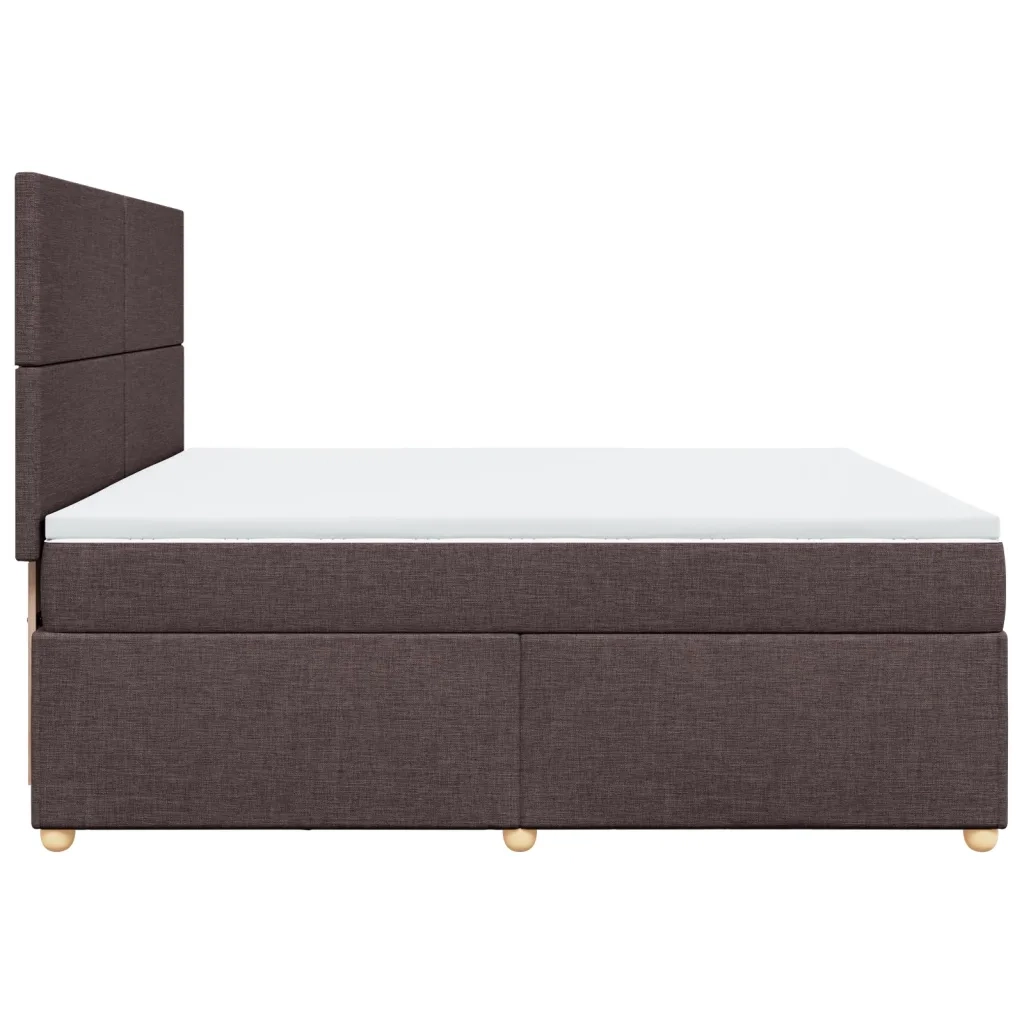 Giroletto a Molle con Materasso Marrone Scuro 200x200cm Tessuto