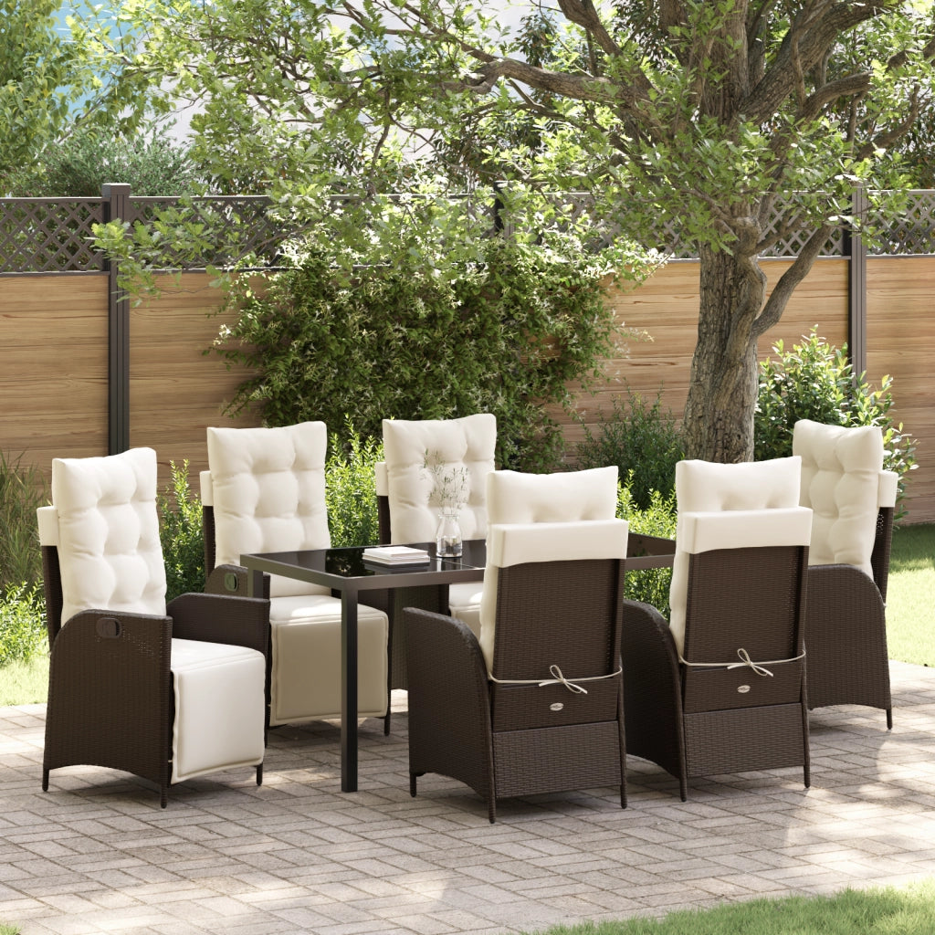 Set da Pranzo da Giardino 7 Pezzi Marrone Rattan PE