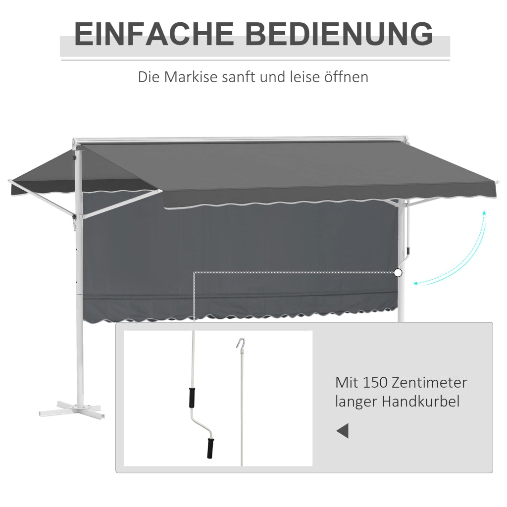 Tenda da sole autoportante con manovella ¨C Xylo ¨C Grigio 4x3m struttura metallica