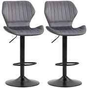 Sgabello da Bar ¨C zephmum ¨C Velluto Grigio Metallo 47x51.5x92-114 cm