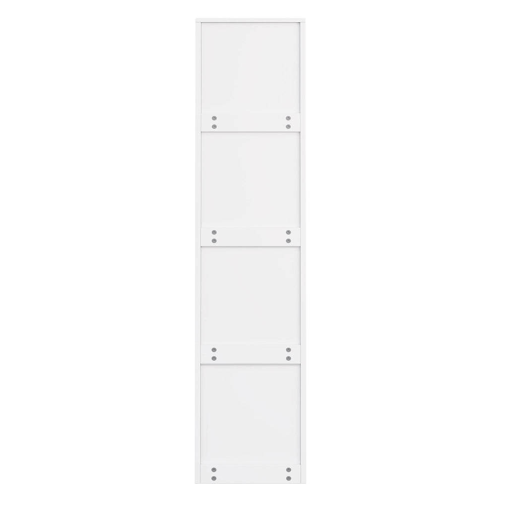 Libreria stretta con ruote e box protettivi; sponde di sicurezza in MDF bianca per libri A4 40 × 30 × 160.5 cm