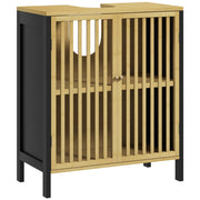 Armadietto Sottolavabo 2 Ante con Ripiano Regolabile ¨C Zephmum ¨C MDF e Bamb¨´ 60x30x70 cm