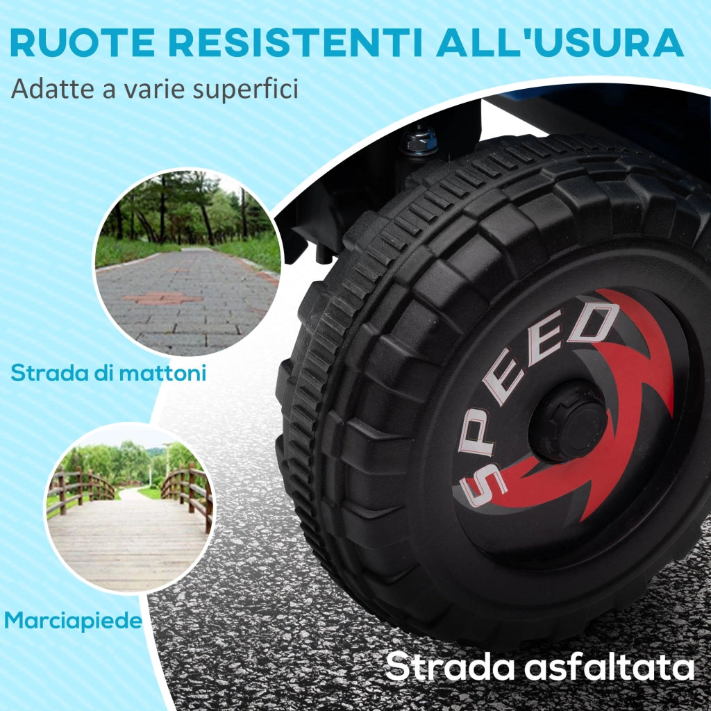 EasyComfort Quad per Bambini 18-36 Mesi in PP e Metallo, Velocità max 2.5 km/h, 70x41.5x48.5 cm, Blu Grigio e Nero