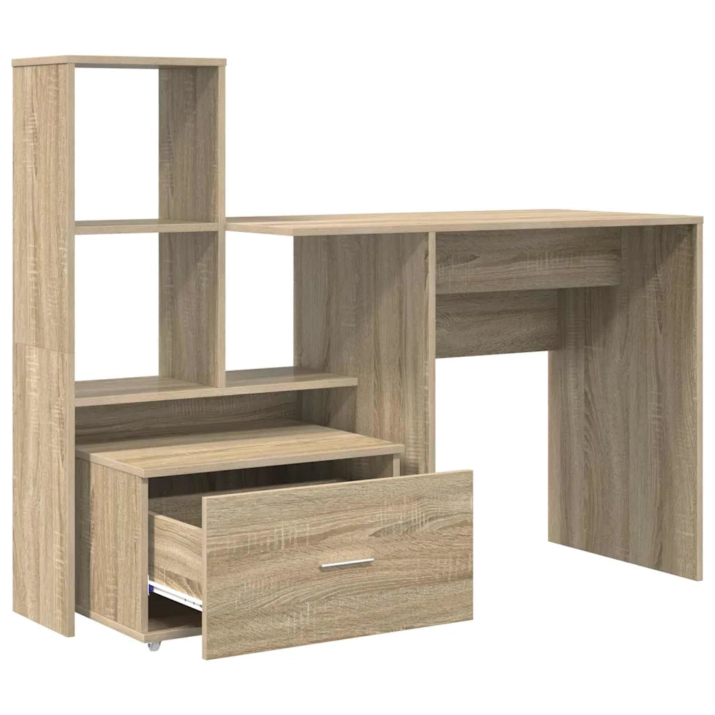 vidaXL Scrivania rovere sonoma 131.5 x 50 x 106.5 cm Legno multistrato