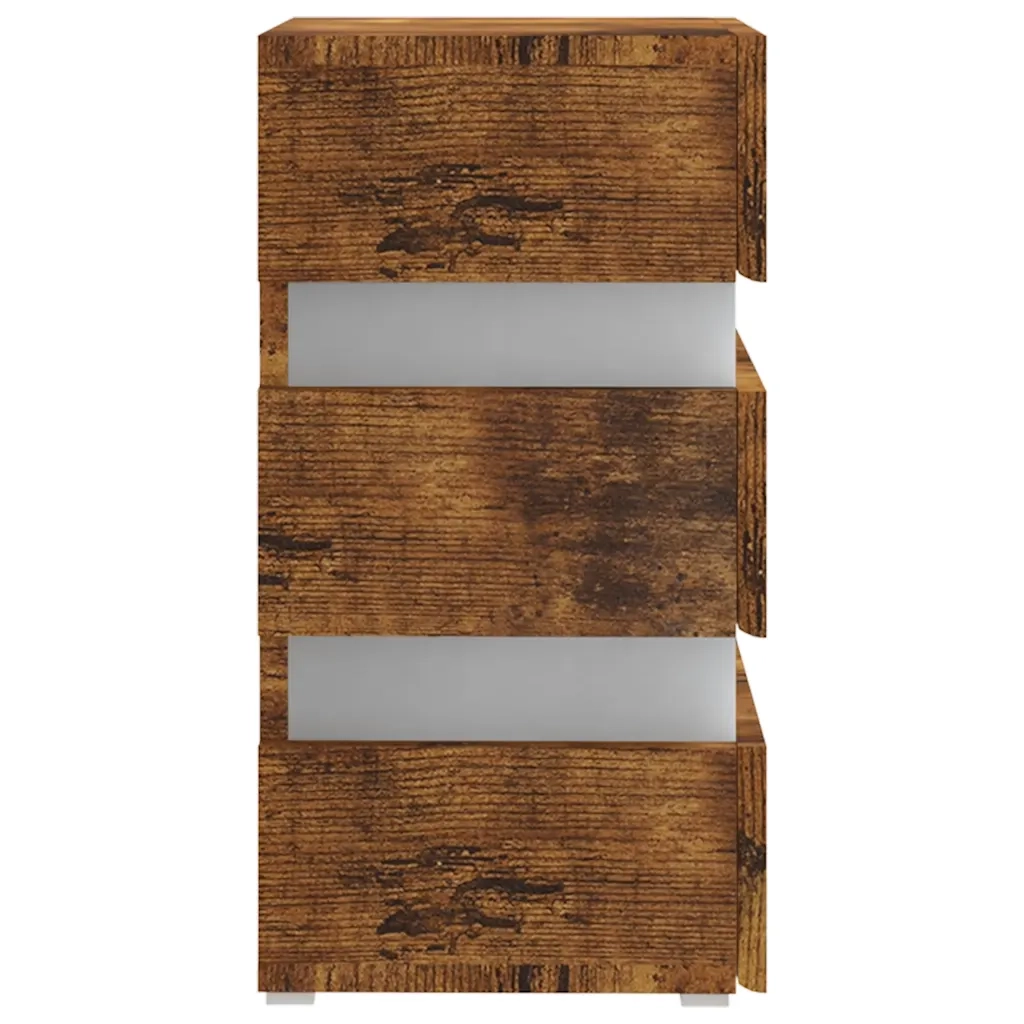 Comodino con LED-Tavolino da notte Rovere Fumo 45x35x67 cm in Legno Multistrato