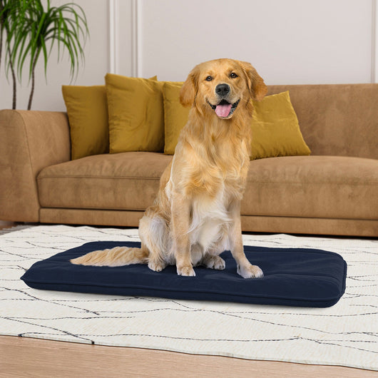 Maxi Cuscino Imbottito e Trapuntato per Cani Gatti in Microfibra Blu Scuro