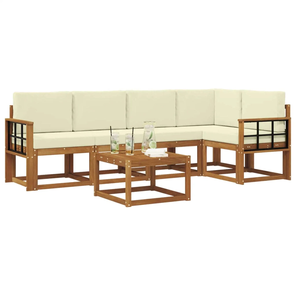 Set di divani da esterno con cuscino 6 pcs Naturale e Crema 3366438