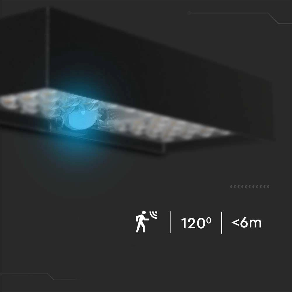 Applique solare LED 6W sensore 900lm IP65 nero V-TAC