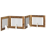 Cancello per cani con supporti 4 pz Legno antico 80 x 60 cm CFW7599905