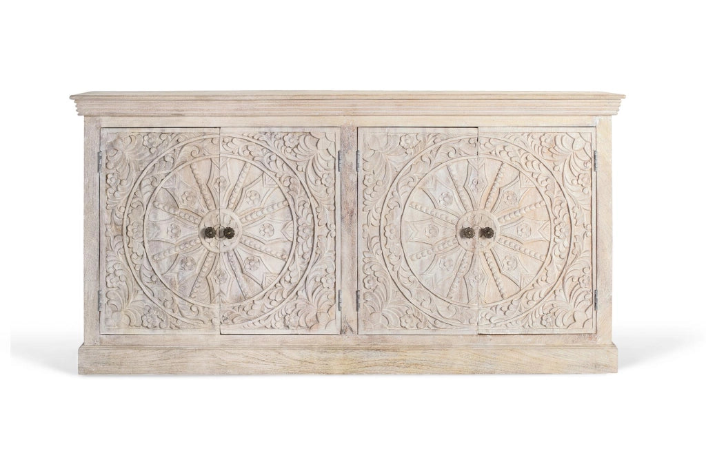 Credenza a quattro ante realizzata a mano in legno di mango
