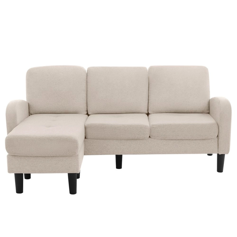 Divano angolare 3 posti - Xylo - 166x118x77cm Tessuto di cotone traspirante Beige
