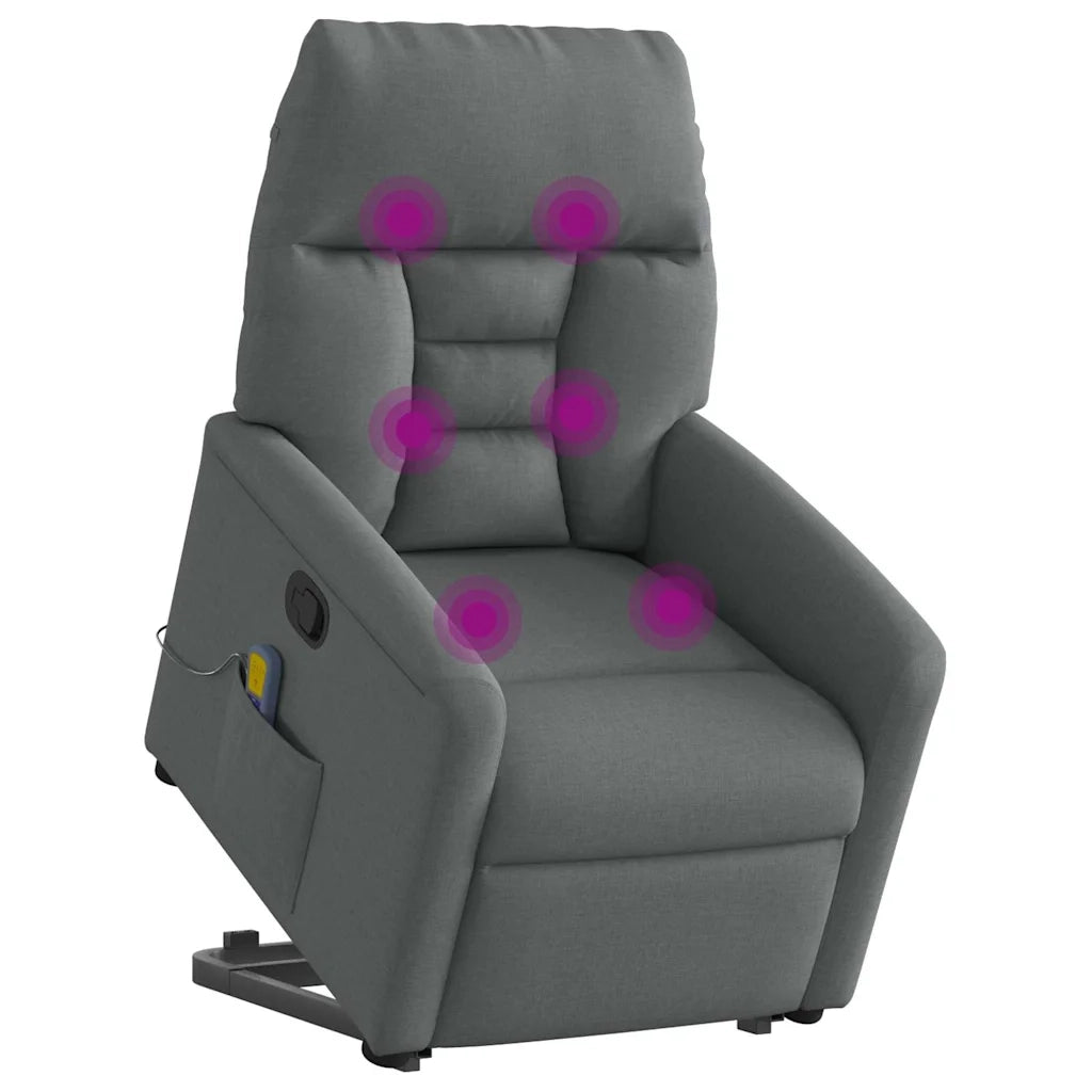 Poltrona Alzapersona Massaggi Reclinabile Grigio Scuro Tessuto